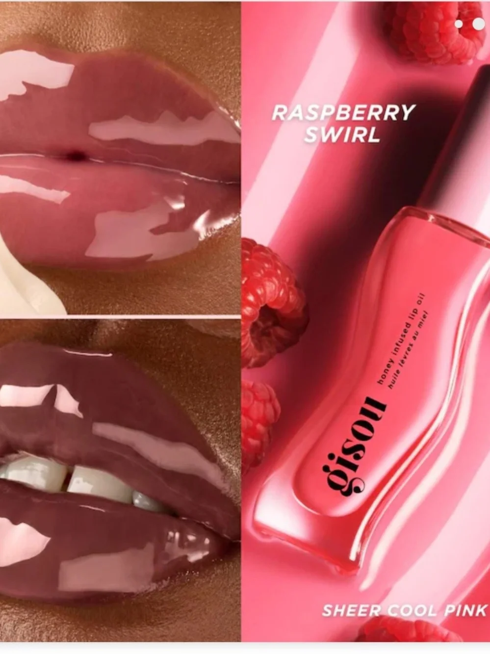 Gisou Honey Infused Lip Oil — Raspberry Swirl